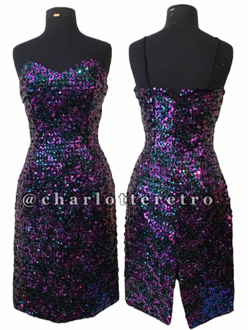 vtg J REYNOLDS Strapless Sequin Party Dress